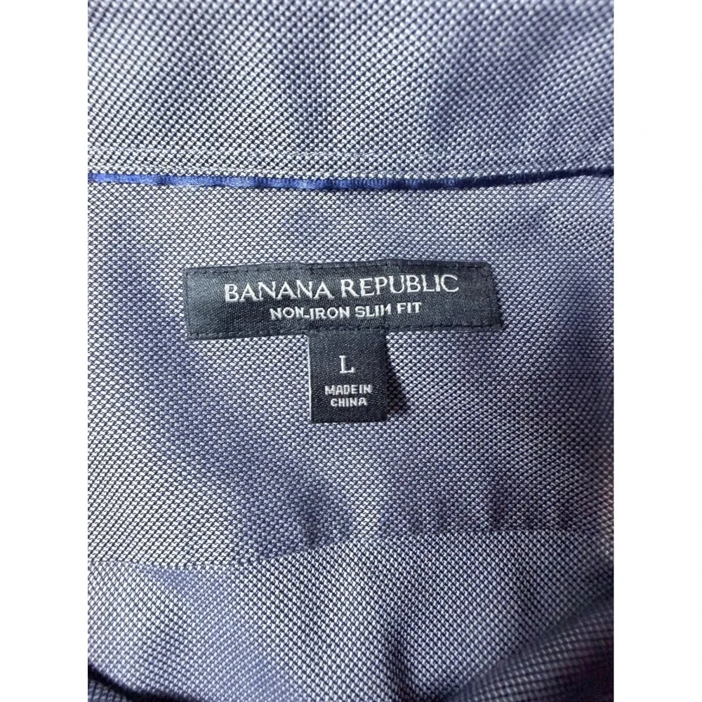Banana Republic Mens Non-Iron Slim Fit Dress‎ Shirt Grey French Cuff Large L